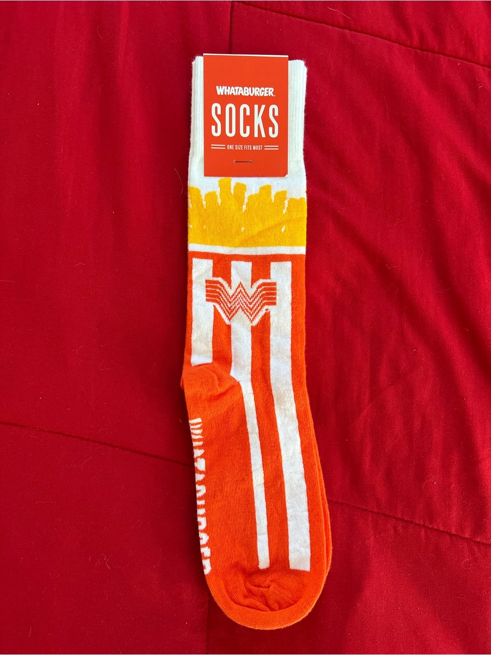 WHATABURGER texas FRENCH FRY TEAM W ATHLETIC SOCKS crew hamburger NEW nwt